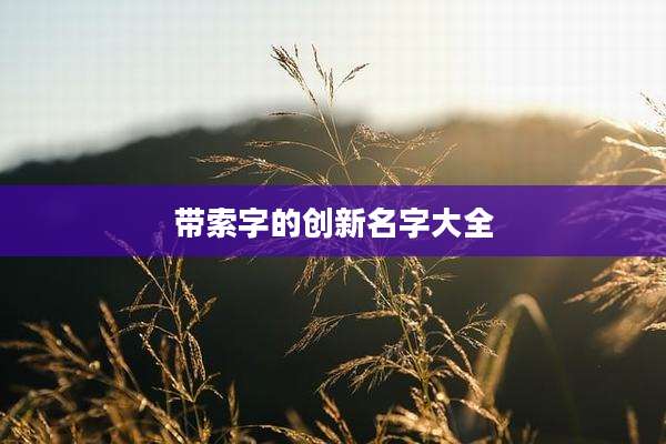带索字的创新名字大全