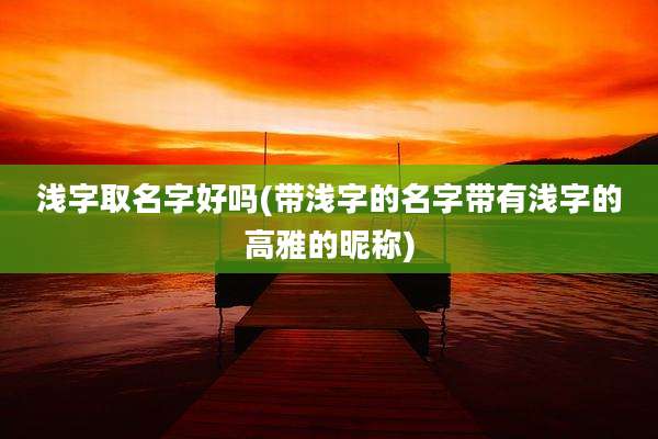 浅字取名字好吗(带浅字的名字带有浅字的高雅的昵称)