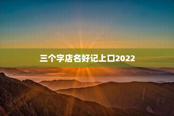 三个字店名好记上口2022