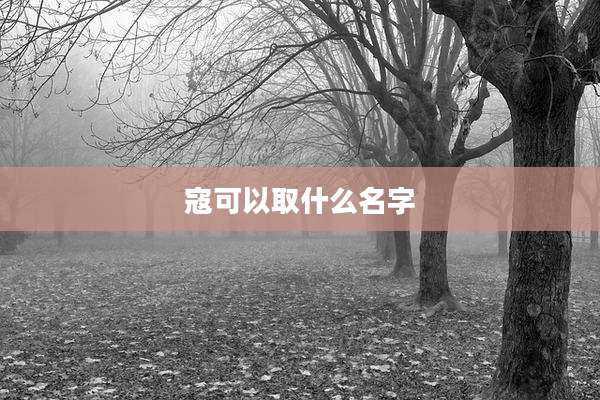 寇可以取什么名字
