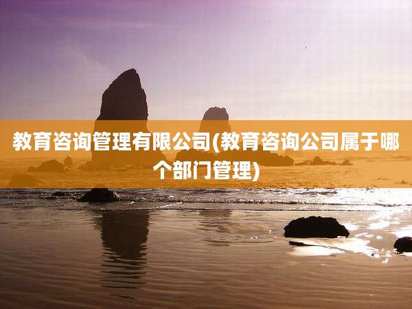 教育咨询管理有限公司(教育咨询公司属于哪个部门管理)