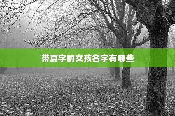 带夏字的女孩名字有哪些
