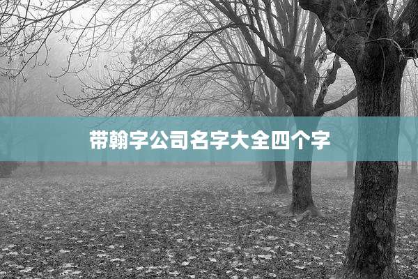 带翰字公司名字大全四个字