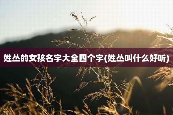 姓丛的女孩名字大全四个字(姓丛叫什么好听)