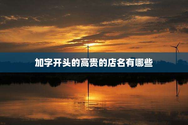 加字开头的高贵的店名有哪些