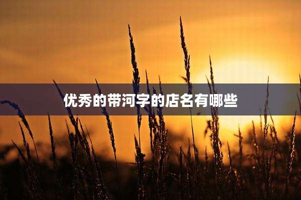 优秀的带河字的店名有哪些