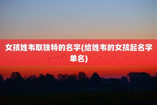 女孩姓韦取独特的名字(给姓韦的女孩起名字单名)