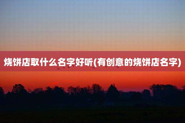 烧饼店取什么名字好听(有创意的烧饼店名字)