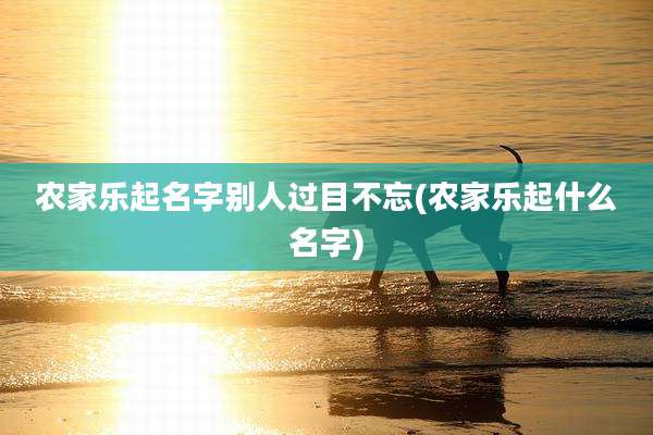 农家乐起名字别人过目不忘(农家乐起什么名字)