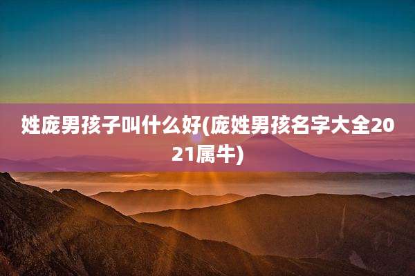 姓庞男孩子叫什么好(庞姓男孩名字大全2021属牛)
