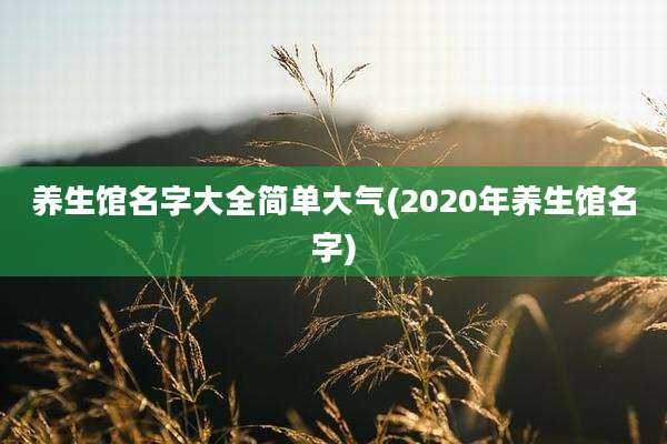 养生馆名字大全简单大气(2020年养生馆名字)