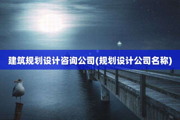 建筑规划设计咨询公司(规划设计公司名称)