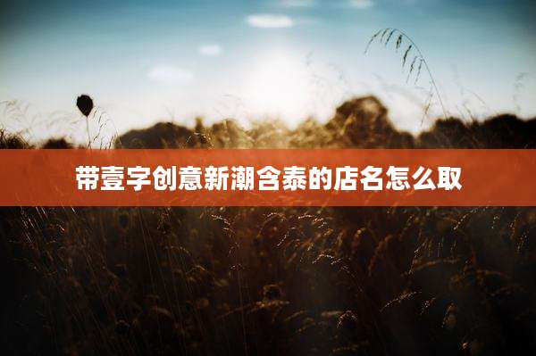 带壹字创意新潮含泰的店名怎么取