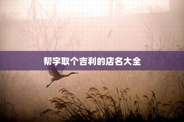 帮字取个吉利的店名大全