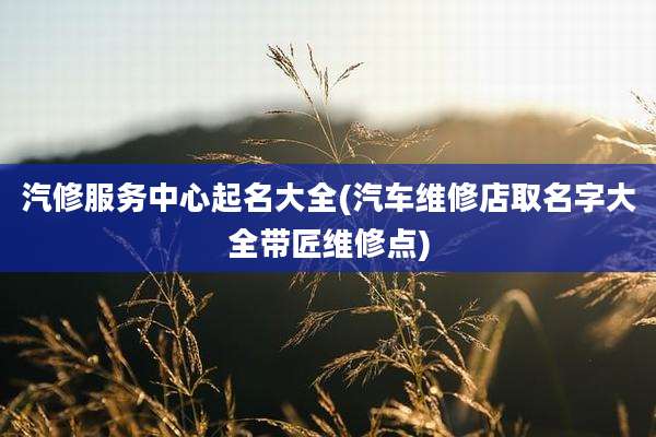 汽修服务中心起名大全(汽车维修店取名字大全带匠维修点)