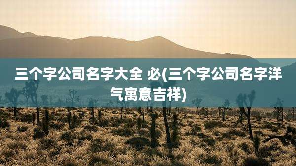 三个字公司名字大全 必(三个字公司名字洋气寓意吉祥)