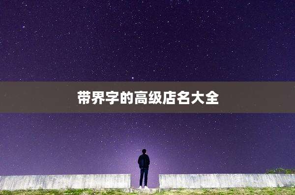 带界字的高级店名大全