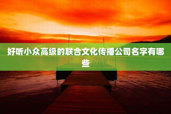 好听小众高级的联合文化传播公司名字有哪些