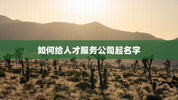 如何给人才服务公司起名字