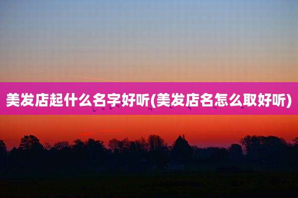 美发店起什么名字好听(美发店名怎么取好听)
