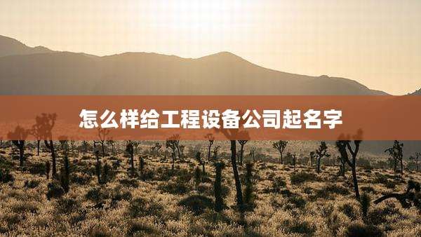 怎么样给工程设备公司起名字