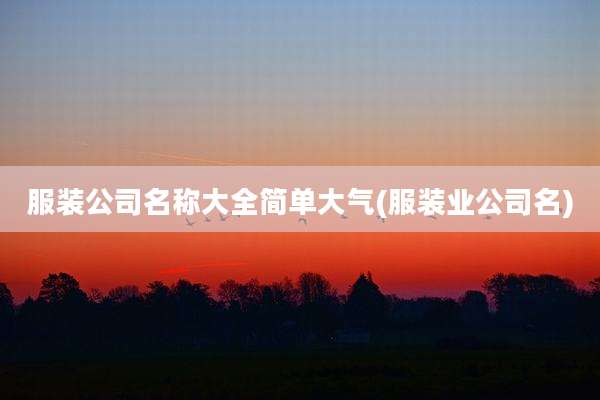 服装公司名称大全简单大气(服装业公司名)