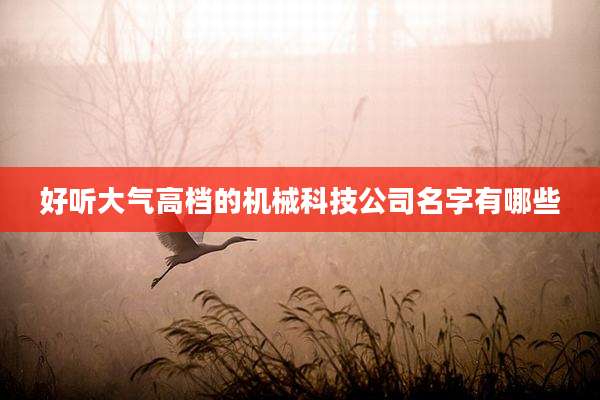 好听大气高档的机械科技公司名字有哪些