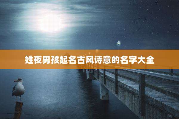 姓夜男孩起名古风诗意的名字大全