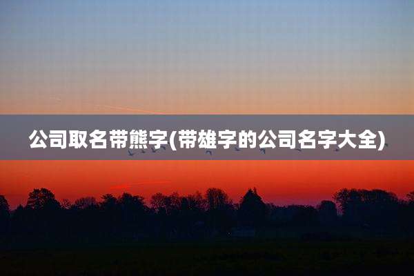 公司取名带熊字(带雄字的公司名字大全)