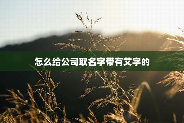 怎么给公司取名字带有艾字的