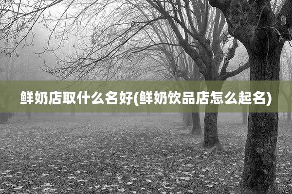 鲜奶店取什么名好(鲜奶饮品店怎么起名)