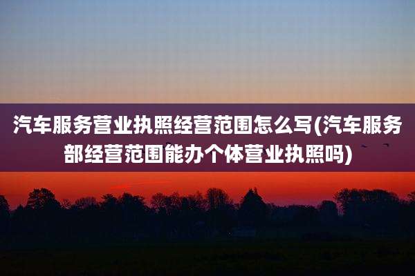 汽车服务营业执照经营范围怎么写(汽车服务部经营范围能办个体营业执照吗)