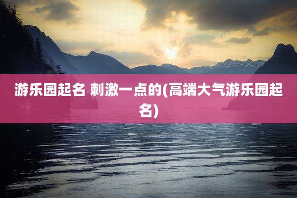 游乐园起名 刺激一点的(高端大气游乐园起名)