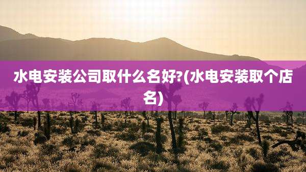 水电安装公司取什么名好?(水电安装取个店名)