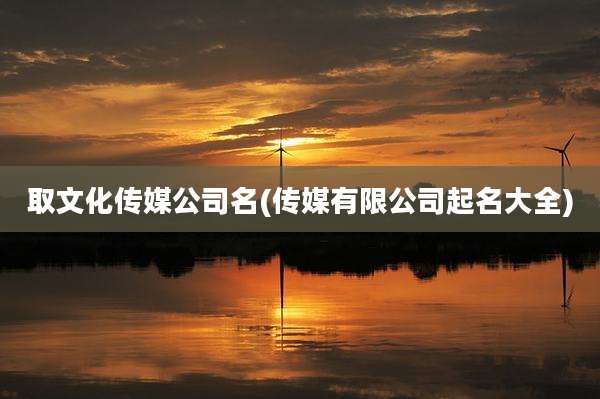 取文化传媒公司名(传媒有限公司起名大全)