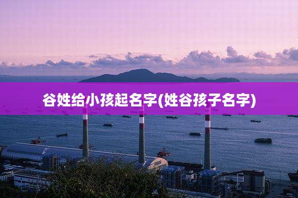 谷姓给小孩起名字(姓谷孩子名字)
