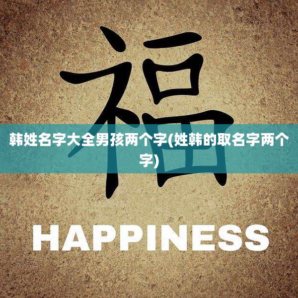 韩姓名字大全男孩两个字(姓韩的取名字两个字)