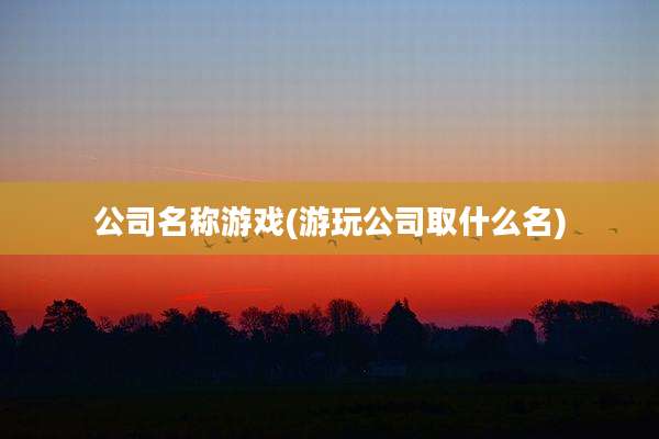公司名称游戏(游玩公司取什么名)