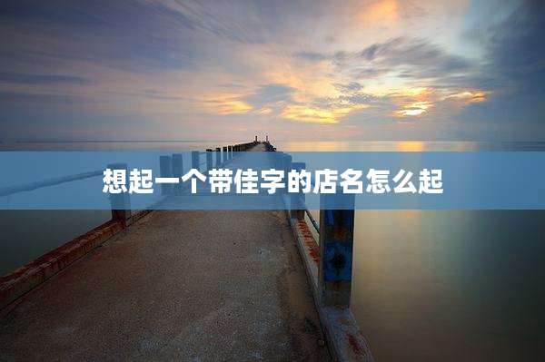 想起一个带佳字的店名怎么起
