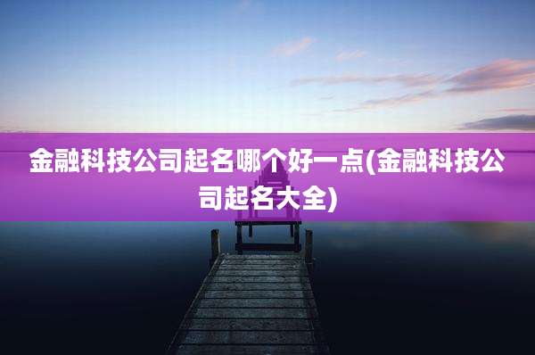 金融科技公司起名哪个好一点(金融科技公司起名大全)