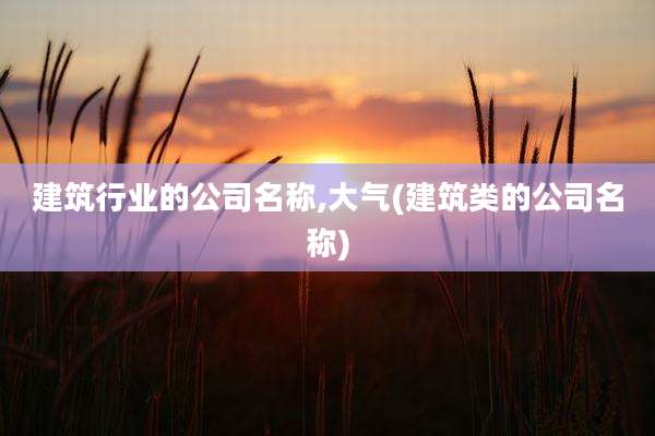 建筑行业的公司名称,大气(建筑类的公司名称)
