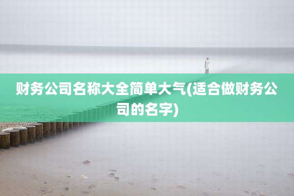 财务公司名称大全简单大气(适合做财务公司的名字)