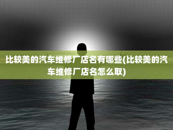 比较美的汽车维修厂店名有哪些(比较美的汽车维修厂店名怎么取)