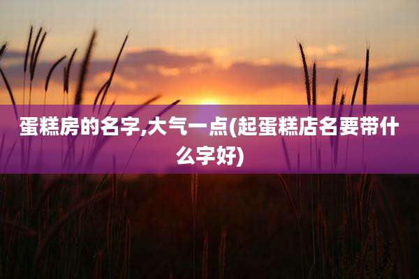 蛋糕房的名字,大气一点(起蛋糕店名要带什么字好)