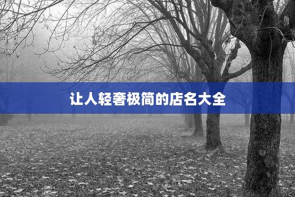 让人轻奢极简的店名大全