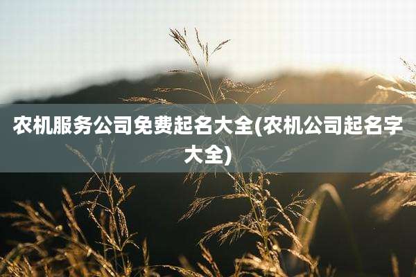 农机服务公司免费起名大全(农机公司起名字大全)