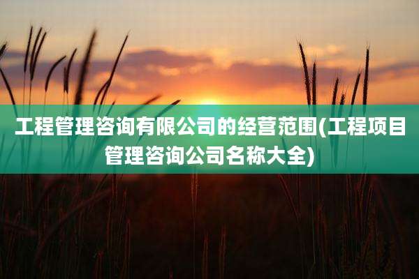 工程管理咨询有限公司的经营范围(工程项目管理咨询公司名称大全)