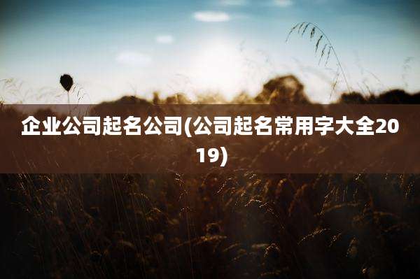 企业公司起名公司(公司起名常用字大全2019)