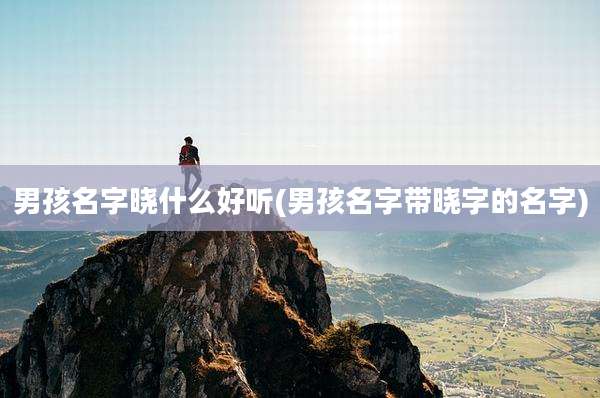 男孩名字晓什么好听(男孩名字带晓字的名字)