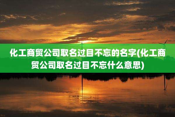 化工商贸公司取名过目不忘的名字(化工商贸公司取名过目不忘什么意思)